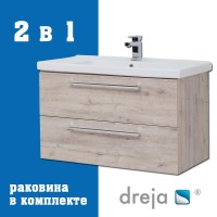 Тумба с раковиной Dreja Gio 80 подвесная, дуб кантри