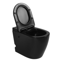 Унитаз приставной напольный Abber Bequem AC1115PMB безободковый, с микролифтом, матовый черный