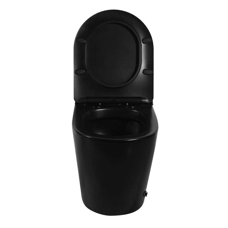 Унитаз приставной напольный Abber Bequem AC1115PMB безободковый, с микролифтом, матовый черный