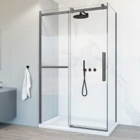 Душевой уголок Vincea Como Soft VSR-1CS9013CLGM 130х90, профиль вороненая сталь, стекло прозрачное