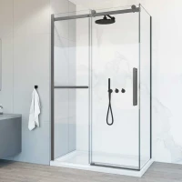 Душевой уголок Vincea Como Soft VSR-1CS9013CLGM 130х90, профиль вороненая сталь, стекло прозрачное