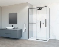 Душевой уголок Vincea Como Soft VSR-1CS9013CLGM 130х90, профиль вороненая сталь, стекло прозрачное