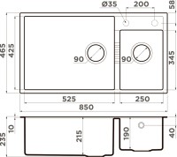 Мойка кухонная Omoikiri Tedori 85-2-U-GR leningrad grey