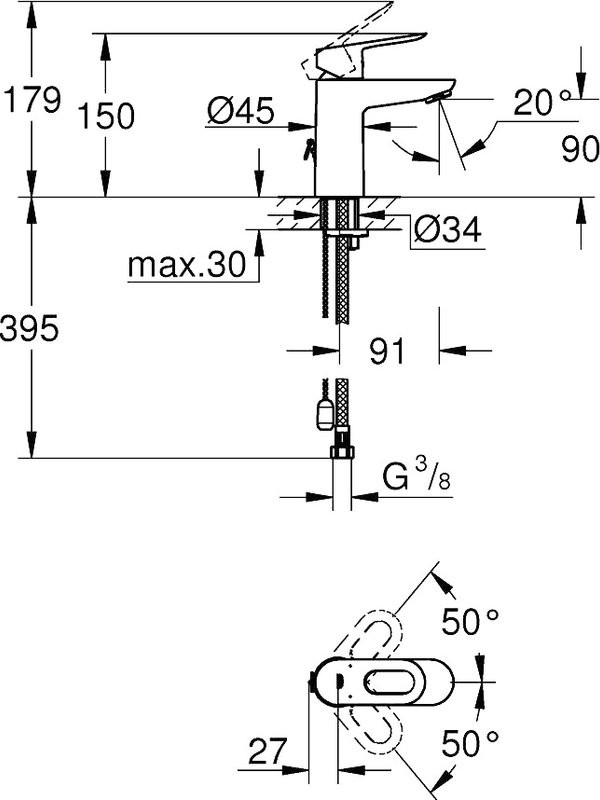 Смеситель для раковины Grohe BauLoop 23336000