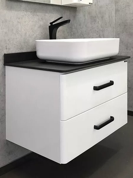 Тумба с раковиной Comforty Амстердам 75 подвесная, глянцевая белая, с раковиной Comforty T-Y9378
