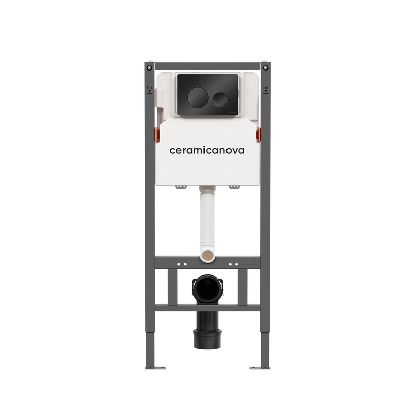 Комплект Ceramicanova Унитаз подвесной Ulma Rimless CN4006 безободковый, с микролифтом + Инсталляция Balance CN121001MB с кнопкой Circle матовой черной