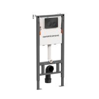 Комплект Ceramicanova Унитаз подвесной Ulma Rimless CN4006 безободковый, с микролифтом + Инсталляция Balance CN121001MB с кнопкой Circle матовой черной