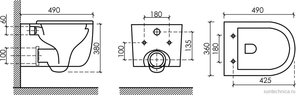 Комплект Ceramicanova Унитаз подвесной Ulma Rimless CN4006 безободковый, с микролифтом + Инсталляция Balance CN121001MB с кнопкой Circle матовой черной