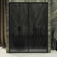 Душевая дверь в нишу Maybahglass MGD-1289-6 150 см, профиль матовый черный, стекло графит матовый
