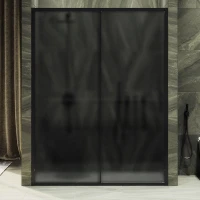 Душевая дверь в нишу Maybahglass MGD-1289-6 150 см, профиль матовый черный, стекло графит матовый