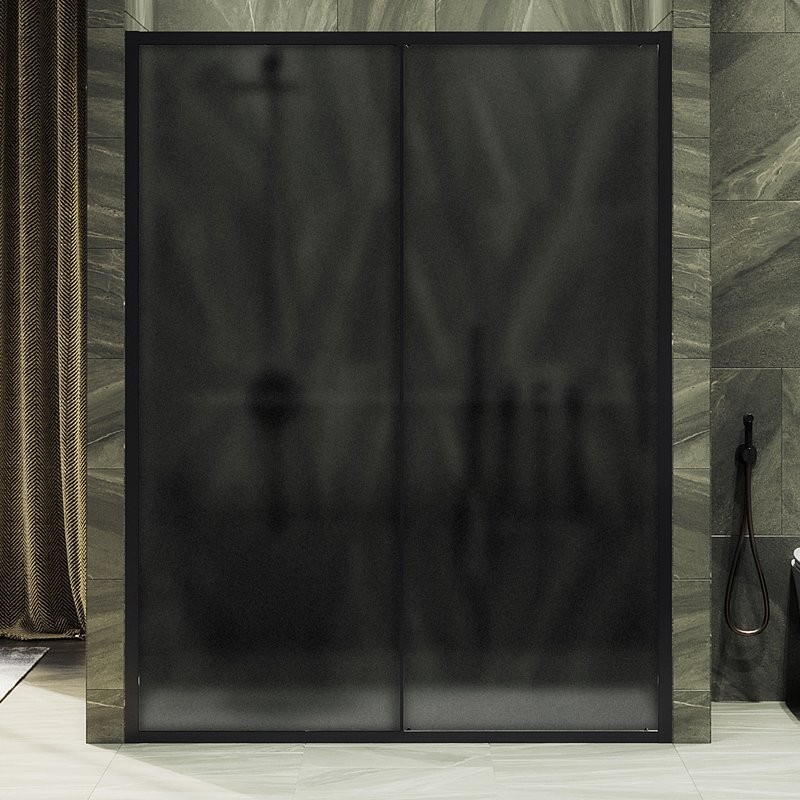 Душевая дверь в нишу Maybahglass MGD-1289-6 150 см, профиль матовый черный, стекло графит матовый