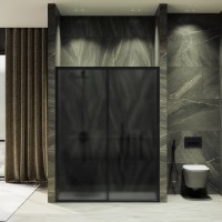 Душевая дверь в нишу Maybahglass MGD-1289-6 150 см, профиль матовый черный, стекло графит матовый