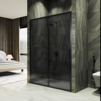 Душевая дверь в нишу Maybahglass MGD-1289-6 150 см, профиль матовый черный, стекло графит матовый