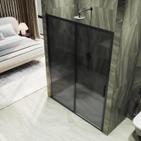Душевая дверь в нишу Maybahglass MGD-1289-6 150 см, профиль матовый черный, стекло графит матовый