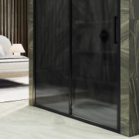 Душевая дверь в нишу Maybahglass MGD-1289-6 150 см, профиль матовый черный, стекло графит матовый