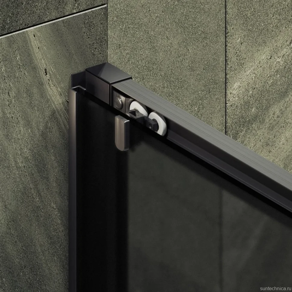 Душевая дверь в нишу Maybahglass MGD-1289-6 150 см, профиль матовый черный, стекло графит матовый