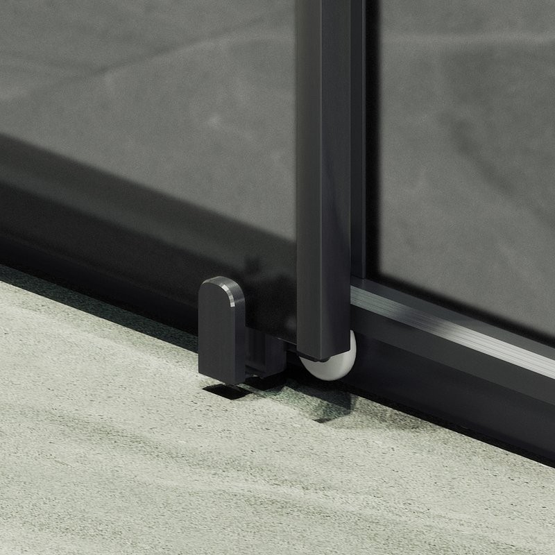 Душевая дверь в нишу Maybahglass MGD-1289-6 150 см, профиль матовый черный, стекло графит матовый