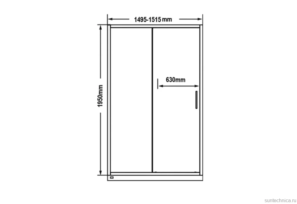 Душевая дверь в нишу Maybahglass MGD-1289-6 150 см, профиль матовый черный, стекло графит матовый