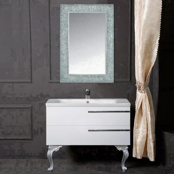 Мебель для ванной комнаты Armadi Art NeoArt 100 white с ручками Luce хром, зеркало Aura, с ножками