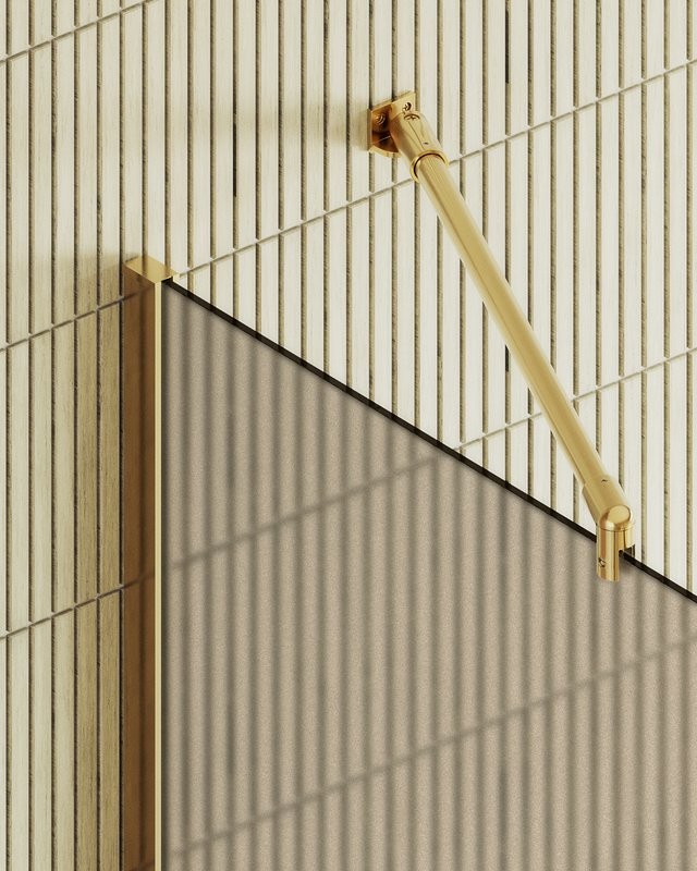 Душевая перегородка Maybahglass MGD-1354-3ш 99 см, профиль золото, стекло бронза матовое