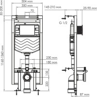 Система инсталляции для унитазов Wasserkraft Dinkel 58TLT.010.ME.PG02 с кнопкой смыва золото