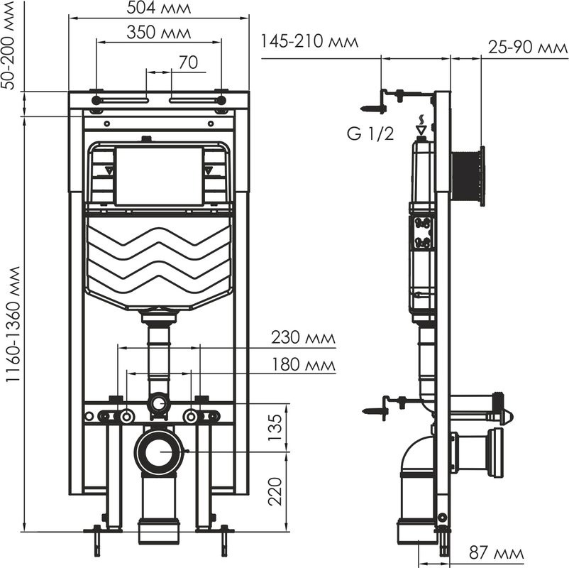 Система инсталляции для унитазов Wasserkraft Dinkel 58TLT.010.ME.PG02 с кнопкой смыва золото