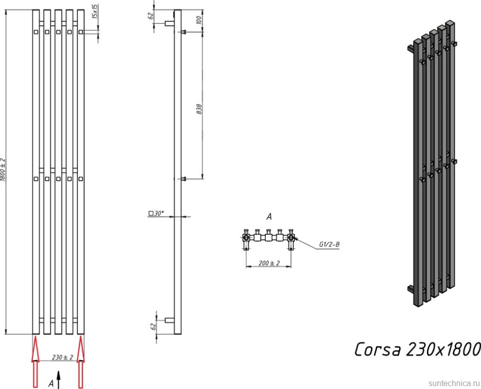 Полотенцесушитель электрический Grota Corsa 23х180