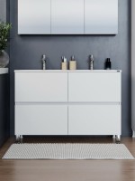 Тумба с раковиной СаНта Марс 120 напольная, с ящиками, глянцевая белая