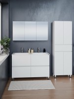 Тумба с раковиной СаНта Марс 120 напольная, с ящиками, глянцевая белая