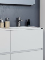 Тумба с раковиной СаНта Марс 120 напольная, с ящиками, глянцевая белая