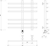 Полотенцесушитель электрический Secado Турин 3 60x55 см, подключение слева, матовый черный, лесенка