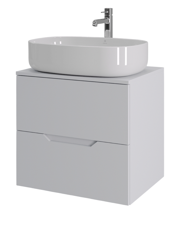 Тумба с раковиной Orange Line 60 подвесная, 2 ящика, матовая белая с раковиной B04-600W