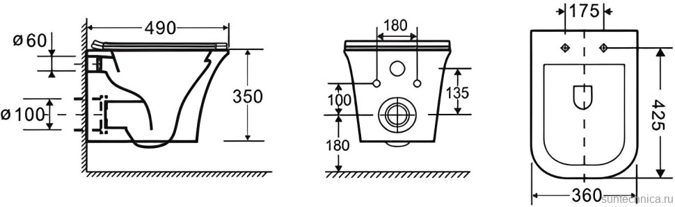 Унитаз подвесной Ceruttispa Arno Aria 7839 безободковый, с микролифтом