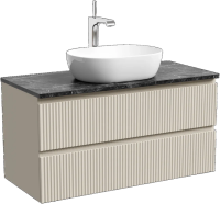 Тумба с раковиной Sancos Snob R 100 см, beige soft, столешница черный мрамор, раковина CN5010