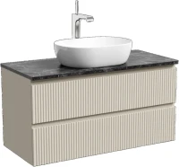 Тумба с раковиной Sancos Snob R 100 см, beige soft, столешница черный мрамор, раковина CN5010