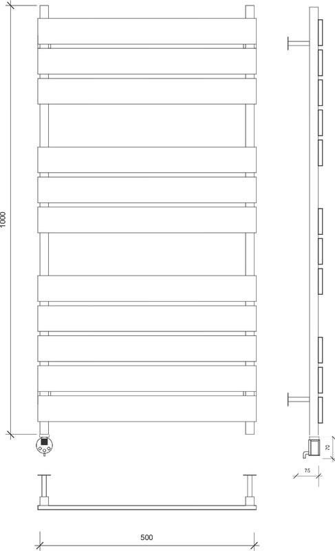 Полотенцесушитель электрический Secado Мормано 100х50 105x55 см, подключение слева, черный матовый, лесенка