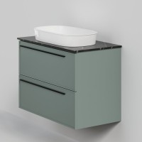 Тумба под раковину со столешницей La Fenice Elba Twin 90 подвесная, grigio, столешница черный мрамор