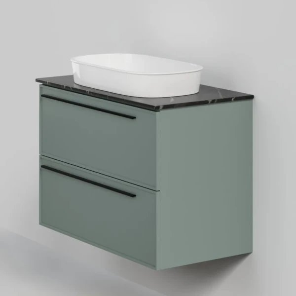 Тумба под раковину со столешницей La Fenice Elba Twin 90 подвесная, grigio, столешница черный мрамор