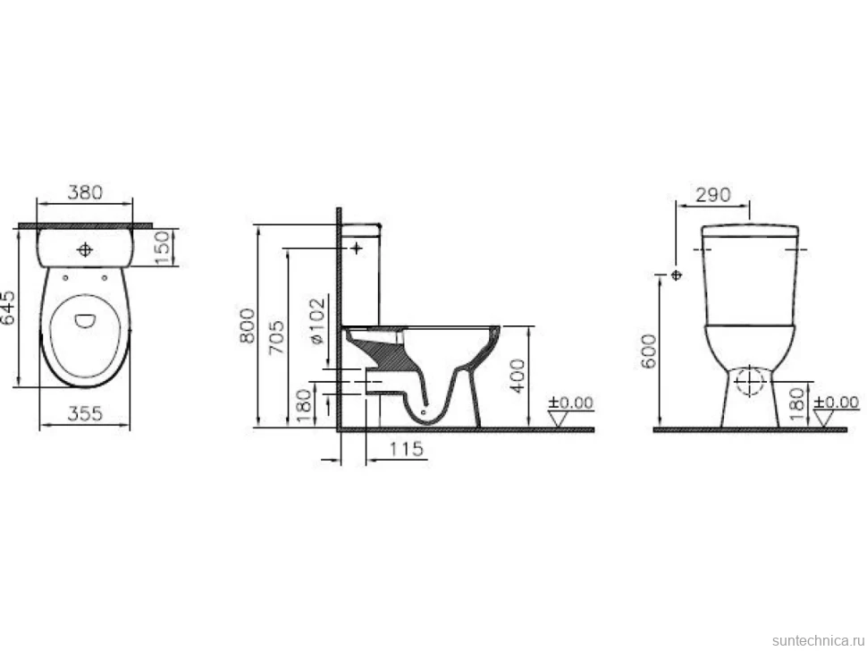 Унитаз-компакт напольный VitrA S10 9864B003-7201 с микролифтом
