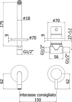 Смеситель для раковины Paffoni Light LIG006BO70 С ВНУТРЕННЕЙ ЧАСТЬЮ