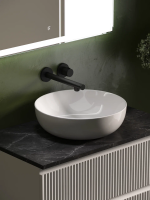 Тумба с раковиной Sancos Snob R 100 см, bianco, столешница черный мрамор, раковина CN5024