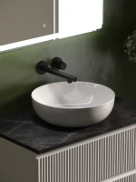Тумба с раковиной Sancos Snob R 100 см, bianco, столешница черный мрамор, раковина CN5024