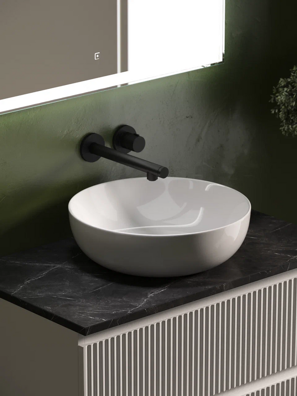 Тумба с раковиной Sancos Snob R 100 см, bianco, столешница черный мрамор, раковина CN5024