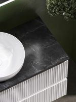 Тумба с раковиной Sancos Snob R 100 см, bianco, столешница черный мрамор, раковина CN5024