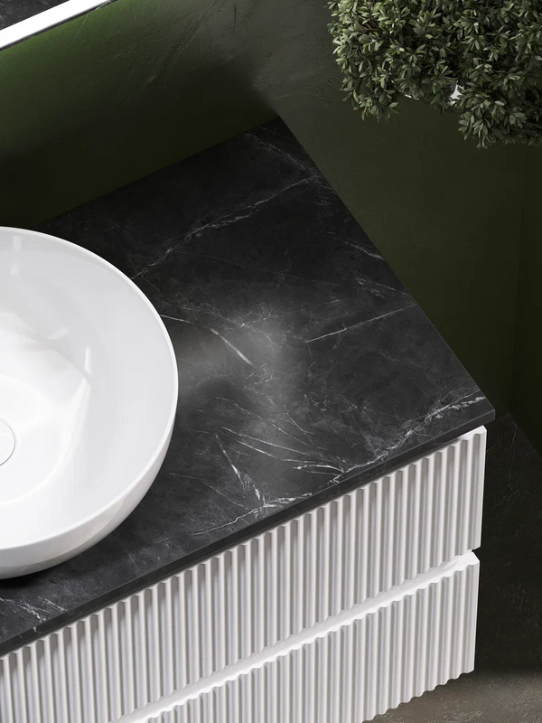 Тумба с раковиной Sancos Snob R 100 см, bianco, столешница черный мрамор, раковина CN5024