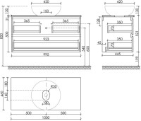 Тумба с раковиной Sancos Snob R 100 см, bianco, столешница черный мрамор, раковина CN5024