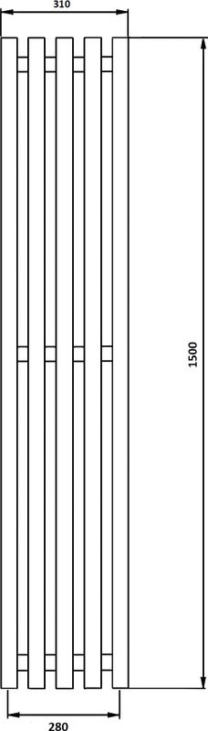 Полотенцесушитель водяной Secado Бергамо 5 1500х280 150x30 см, графит, I-образный