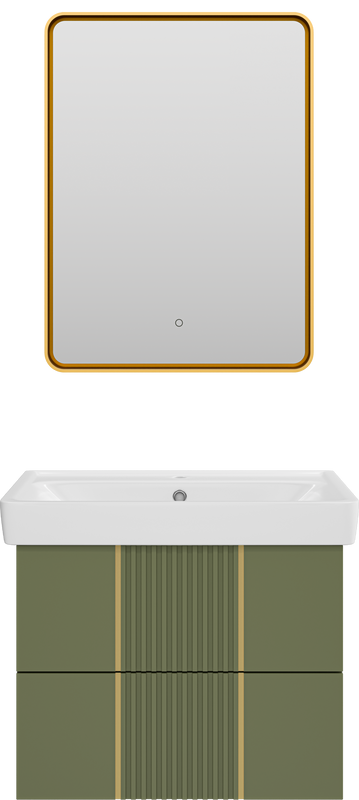 Мебель для ванной комнаты Brevita Vega 70 подвесная, зеленая, золото