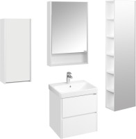 Тумба с раковиной AQUATON Сканди 55 белый глянец, белый матовый + Смеситель для раковины MEGA Truva MG-Z02 хром