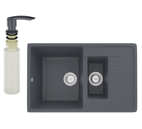 Мойка кухонная Ulgran U-205 343 антрацит + дозатор U-02 антрацит
